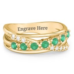 7 Stone Crossover Ring with Accents