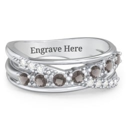 7 Stone Crossover Ring with Accents