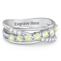 7 Stone Crossover Ring with Accents