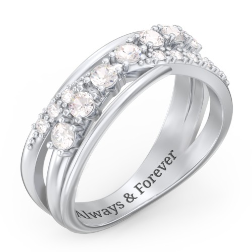 7 Stone Crossover Ring with Accents