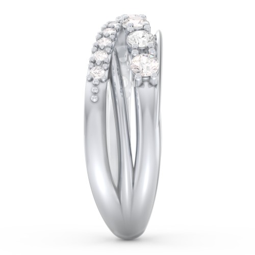 7 Stone Crossover Ring with Accents