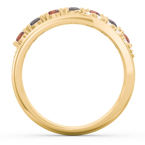 7 Stone Crossover Ring with Accents