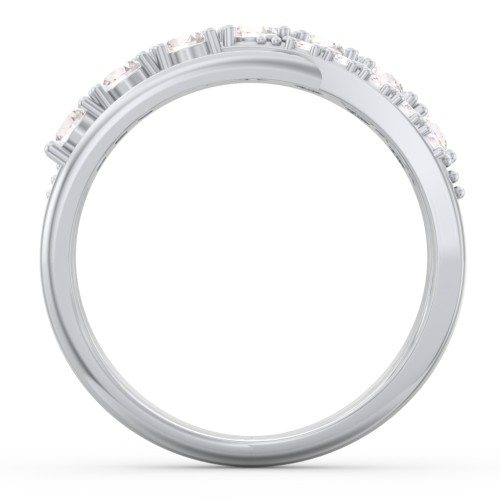7 Stone Crossover Ring with Accents
