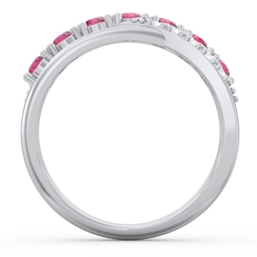 7 Stone Crossover Ring with Accents