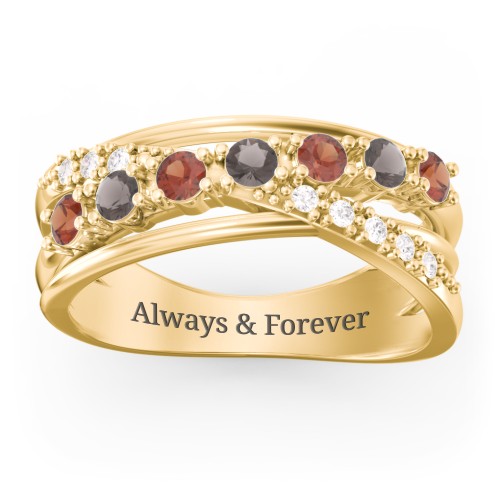 7 Stone Crossover Ring with Accents