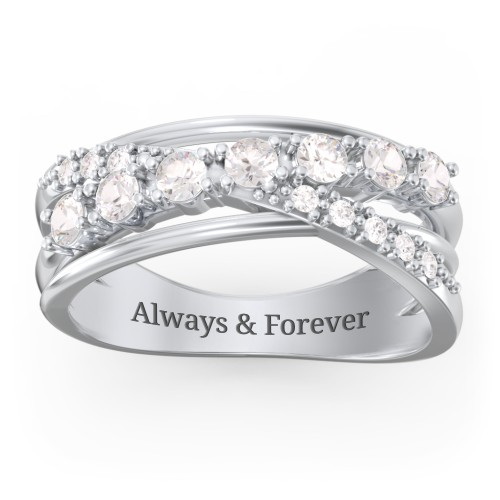 7 Stone Crossover Ring with Accents