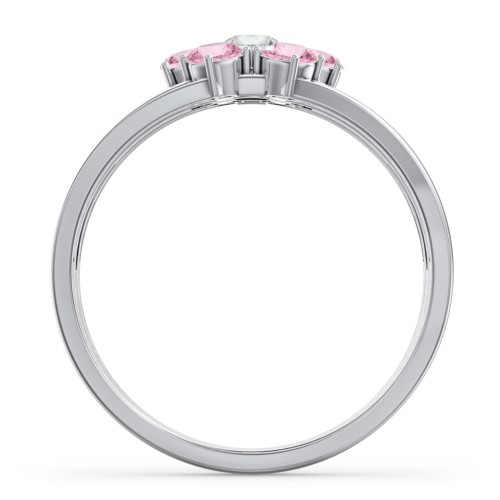 Spidra' Round Centre Ring – Sterling Silver with Cubic Zirconia and Pink Tourmaline
