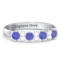 4 Stone Semi-Bezel Ring with Accents
