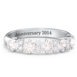 5 Stone Semi-Bezel Ring with Accents