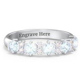 5 Stone Semi-Bezel Ring with Accents