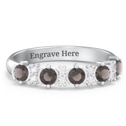 5 Stone Semi-Bezel Ring with Accents