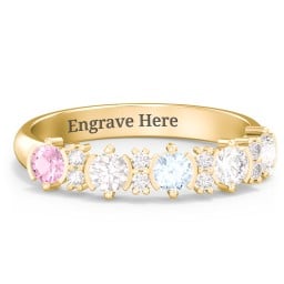 5 Stone Semi-Bezel Ring with Accents