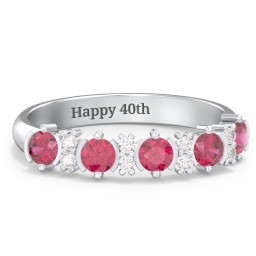 5 Stone Semi-Bezel Ring with Accents