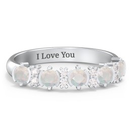 5 Stone Semi-Bezel Ring with Accents