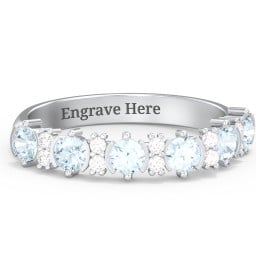 6 Stone Semi-Bezel Ring with Accents