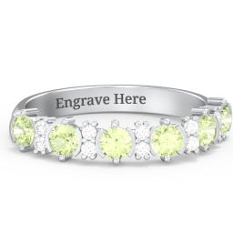 6 Stone Semi-Bezel Ring with Accents