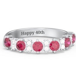 6 Stone Semi-Bezel Ring with Accents