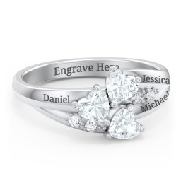 Heart Cluster Ring with Accents in 925 Sterling Silver with Aquamarine