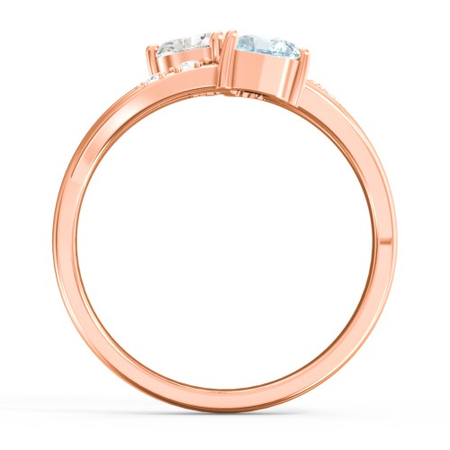 Heart Cluster Ring with Accents – 10K Rose Gold with Cubic Zirconia, Pink Tourmaline, and Aquamarine