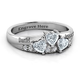 Tripartite Heart Gemstone Ring with Accents