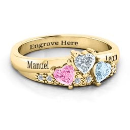 Tripartite Heart Gemstone Ring with Accents