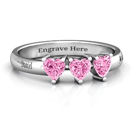 Triple Heart Stone Ring