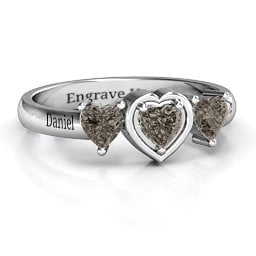 Heart Stone with Twin Heart Accents Ring