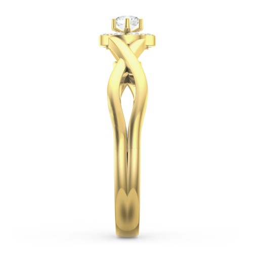 Braided Floral Cluster Ring – 14K Yellow Gold with Cubic Zirconia and White Premium Zirconia