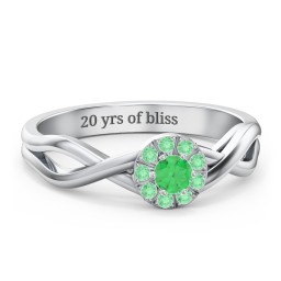 Braided Floral Cluster Ring in 925 Sterling Silver with Emerald and Green Premium Zirconia