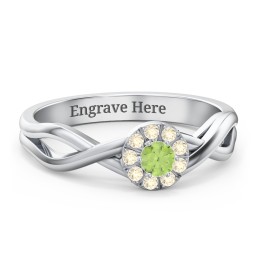 Braided Floral Cluster Ring in 925 Sterling Silver with Peridot and Fancy Yellow Premium Zirconia