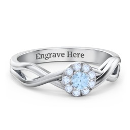 Braided Floral Cluster Ring in 925 Sterling Silver with Blue Topaz and Fancy Blue Premium Zirconia