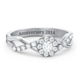 Braided Floral Cluster Ring with Shoulder Accents