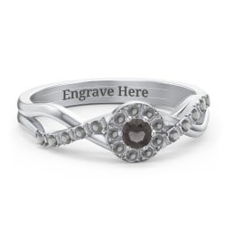 Braided Floral Cluster Ring with Shoulder Accents