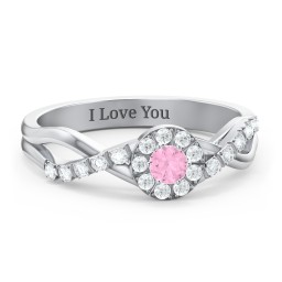 Braided Floral Cluster Ring with Shoulder Accents