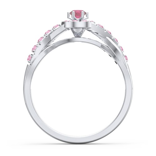 Braided Floral Cluster Ring with Shoulder Accents