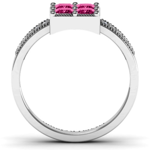 Vintage Princess Cut Ring with Shoulder Accents