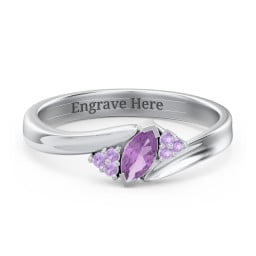 Twisted Marquise Ring with Shoulder Accents