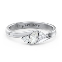 Twisted Marquise Ring with Shoulder Accents