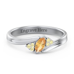 Twisted Marquise Ring with Shoulder Accents