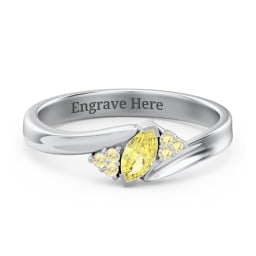 Twisted Marquise Ring with Shoulder Accents