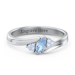 Twisted Marquise Ring with Shoulder Accents