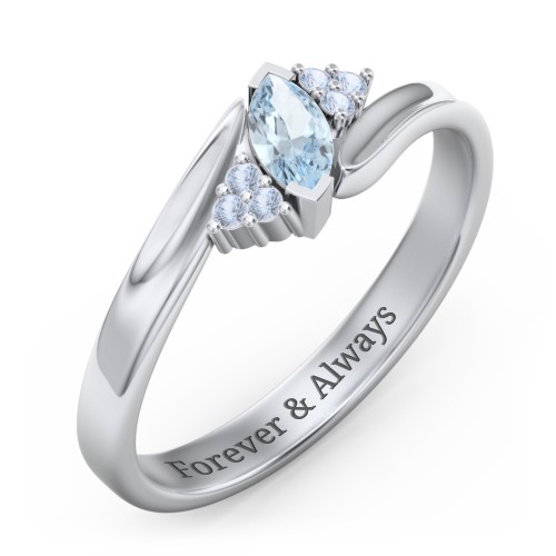 Twisted Marquise Ring with Shoulder Accents