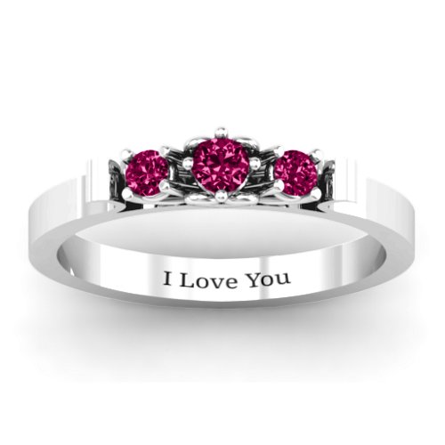 3-Stone Ring with Heart Gallery