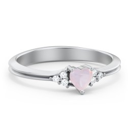 Narrow Heart Ring with Shoulder Accents