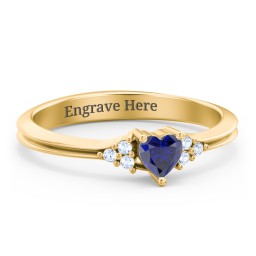 Narrow Heart Ring with Shoulder Accents