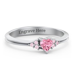 Narrow Heart Ring with Shoulder Accents