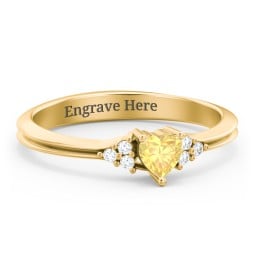 Narrow Heart Ring with Shoulder Accents