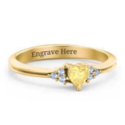 Narrow Heart Ring with Shoulder Accents