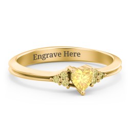 Narrow Heart Ring with Shoulder Accents