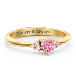 Narrow Heart Ring with Shoulder Accents